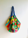Origami sac bag , reversible fabric bag , Japanese inspired tote bag | Colorful constructions
