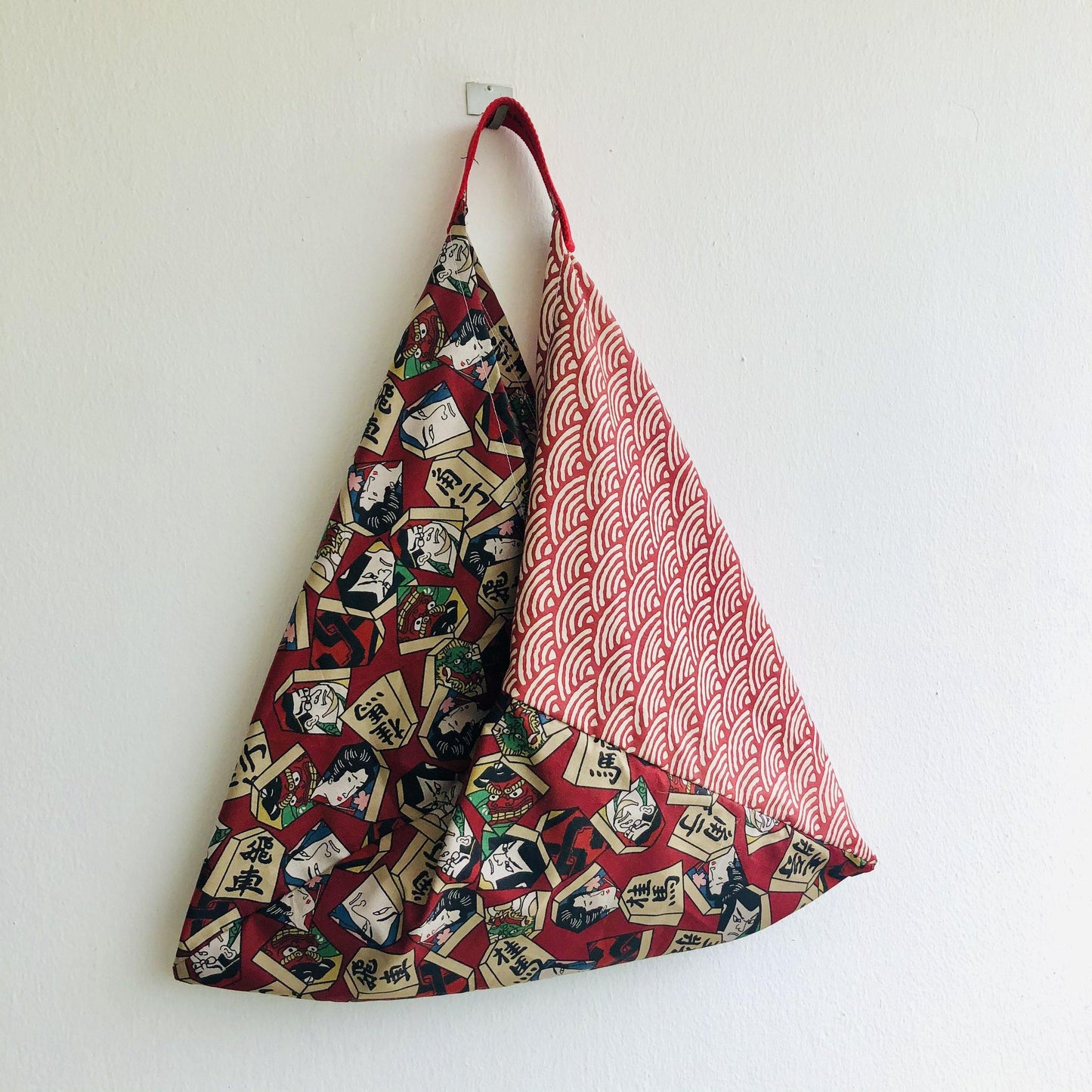 Shoulder origami bag , triangle tote bag , Japanese fabric bag | Kabuki & waves - Jiakuma