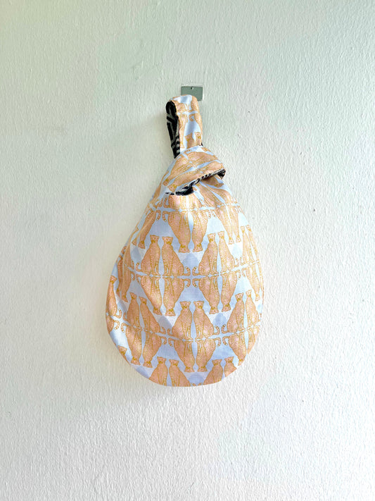Knot origami bag , reversible small wrist bag , Japanese inspired bag | Elegant leopards - Jiakuma