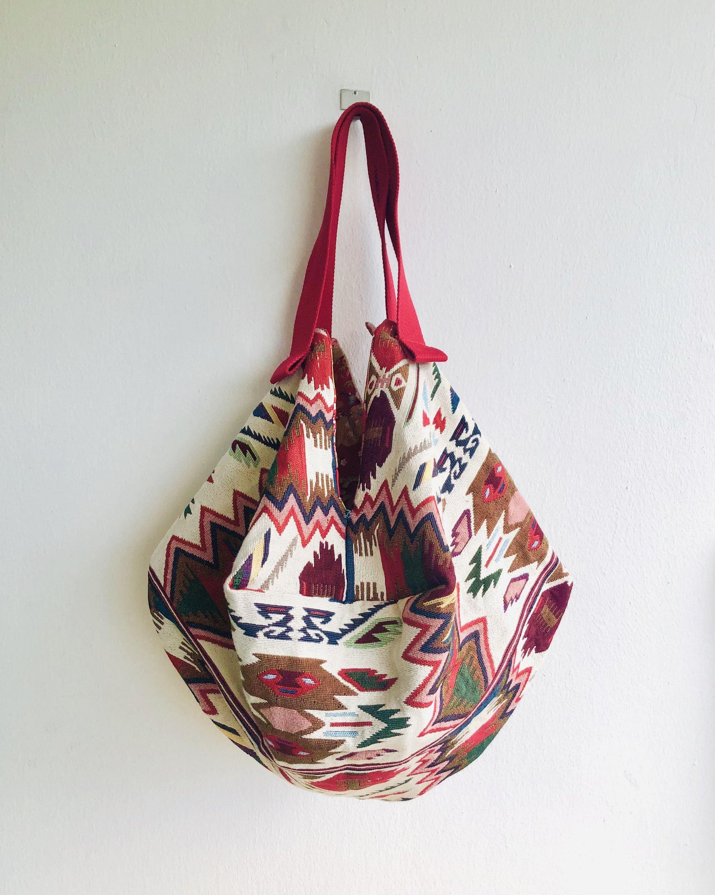 Reversible shoulder bag , origami sac bag , Japanese inspired bag , boho summer bag | Isla Margarita - Jiakuma