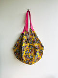 Origami sac bag , reversible fabric colorful bag , shoulder Japanese inspired bag | Looking how the flowers in my garden grow