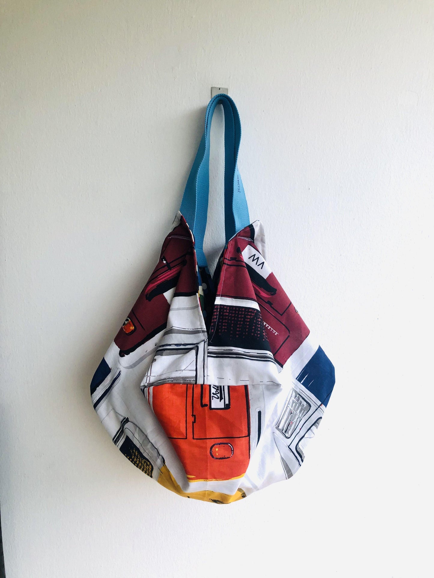 Origami sac bag , reversible fabric shoulder bag , handmade colorful Japanese inspired bag | Colorful traffic jam - Jiakuma