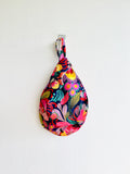 Colorful knot bag , Japanese inspired wrist bag , reversible fabric cool bag | Exploring the flowers at the botanical garden of Canberra