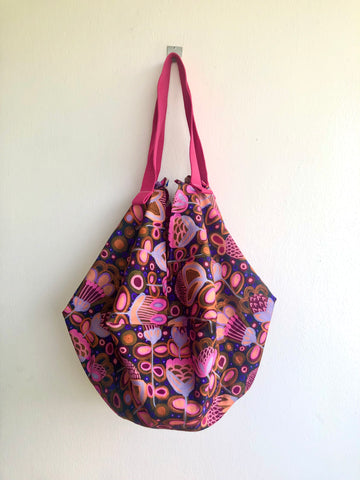 Origami sac bag , reversible fabric shoulder bag , Japanese fabric bag | Autumn garden