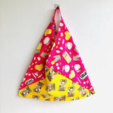 Strong and original cotton canvas shopping tote bag | Pink & Yellow Japanese Cans - Jiakuma