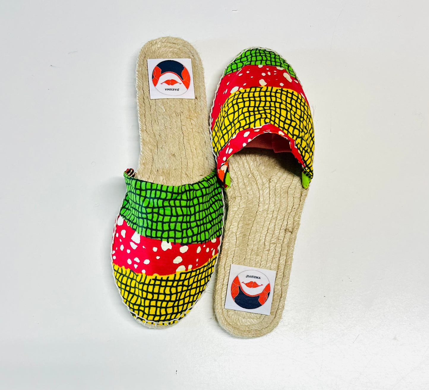 Colorful African fabric espadrilles , handmade jute summer shoes , espardenyes sandals | Bright & happy