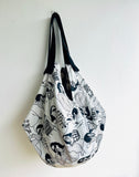 Origami sac bag , handmade cool fabric bag , Japanese inspired reversible bag , shoulder eco bag | Chillingin black & white mood