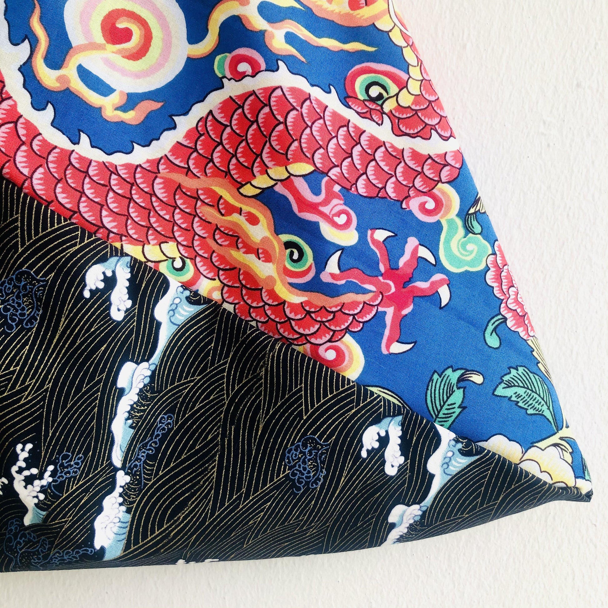 Origami bento bag , shoulder triangle tote bag | Lucky dragon swimming at midnight in a river in Japan - Jiakuma