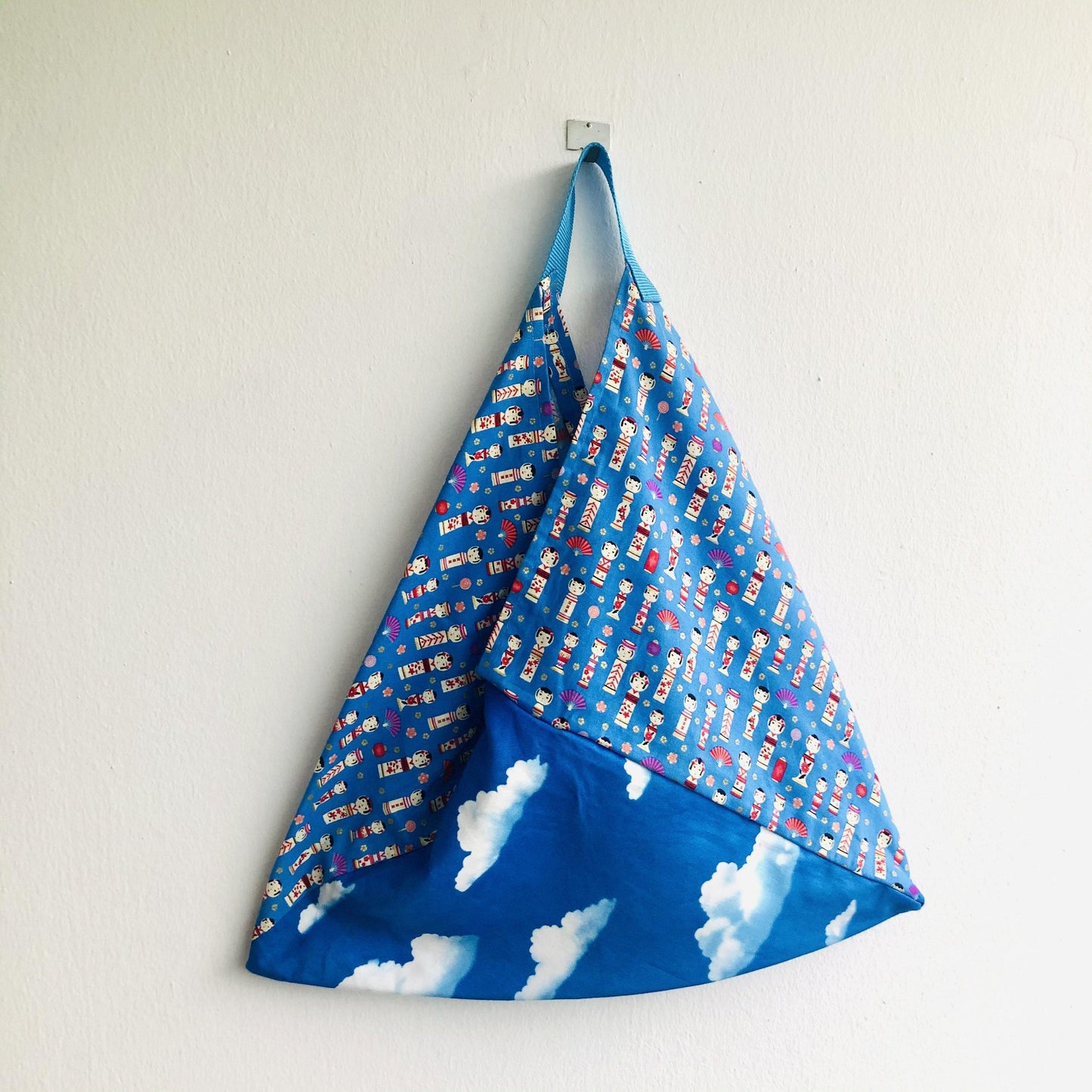 Origami tote bag , shoulder bento eco bag , fabric eco shopping bag | Blue sky over Japan - Jiakuma