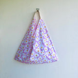 Origami bento bag , triangle tote fabric bag , eco friendly shoulder bag | Fried eggs