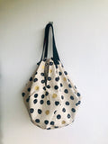 Origami sac reversible bag , Japanese inspired bag , shoulder shopping eco bag | Black and gold dots & ink splashes