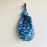 Origami knot bag , small wrist fabric bag , handmade Japanese inspired bag | Surfing on the waves