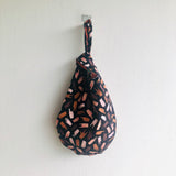 Small cute knot bag , Japanese fabric wrist bag , cool fabric reversible bag | Autumn outdoor activities
