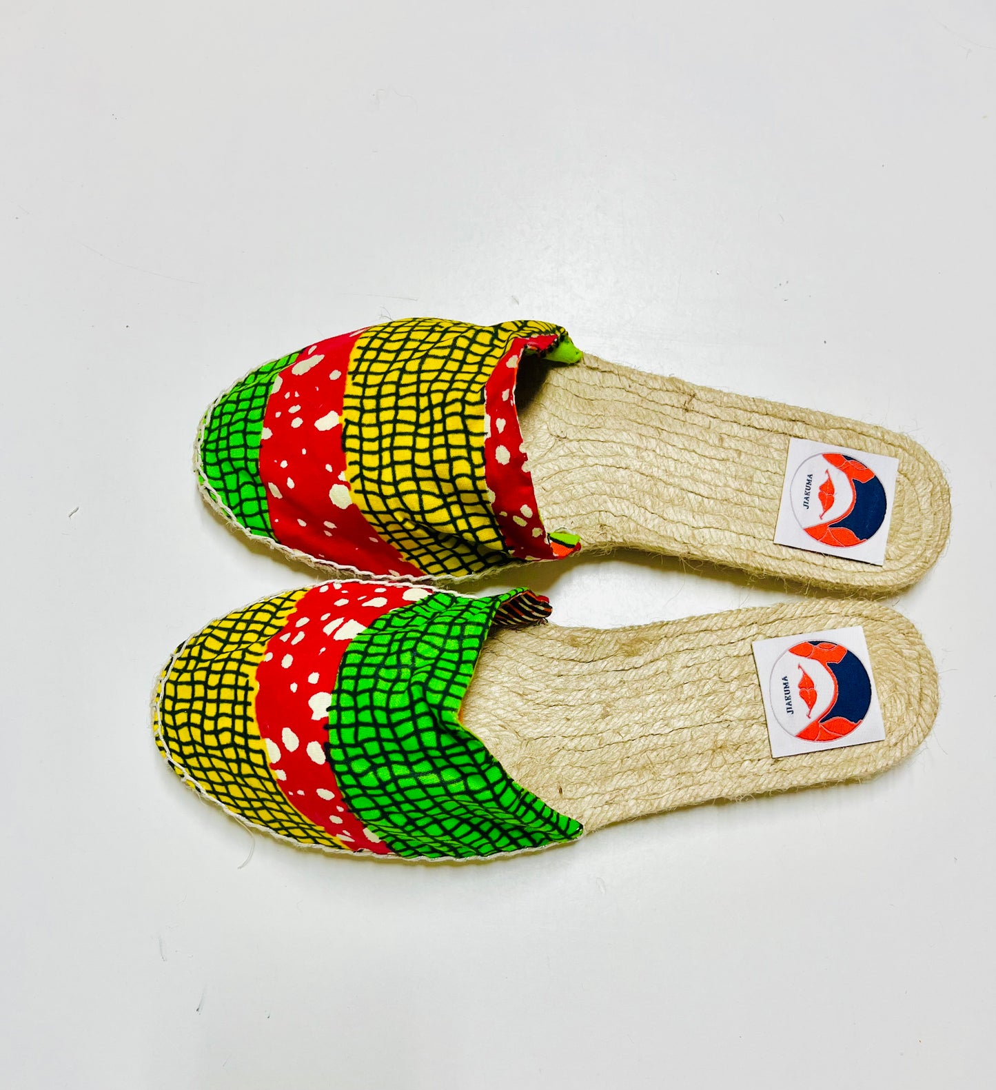 Colorful African fabric espadrilles , handmade jute summer shoes , espardenyes sandals | Bright & happy