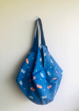 Origami sac bag , reversible Japanese inspired fabric bag , shoulder shopping eco friendly bag | It’s a bubble tea universe with shinny bubbles all over the place