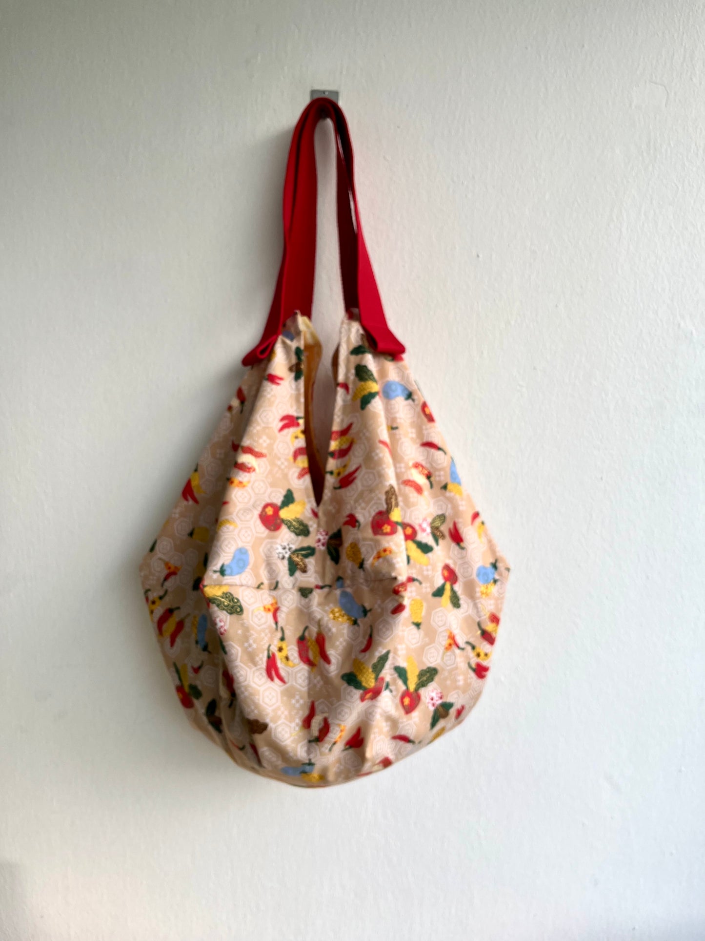 Bolso de origami, bolso de tela reversible para el hombro, bolso de compras ecológico, bolso de inspiración japonesa | Dulces japoneses