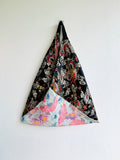 Origami bento bag , tote triangle Japanese inspired bag , cool eco friendly shoulder bag | Super auspicious