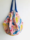 Origami reversible sac bag , colorful shoulder shopping bag , eco friendly handmade Japanese inspired bag | Tigres de colores - Jiakuma