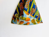 Bento origami bag, colorful shoulder tote bag , Japanese inspired triangle bag | African pineapples
