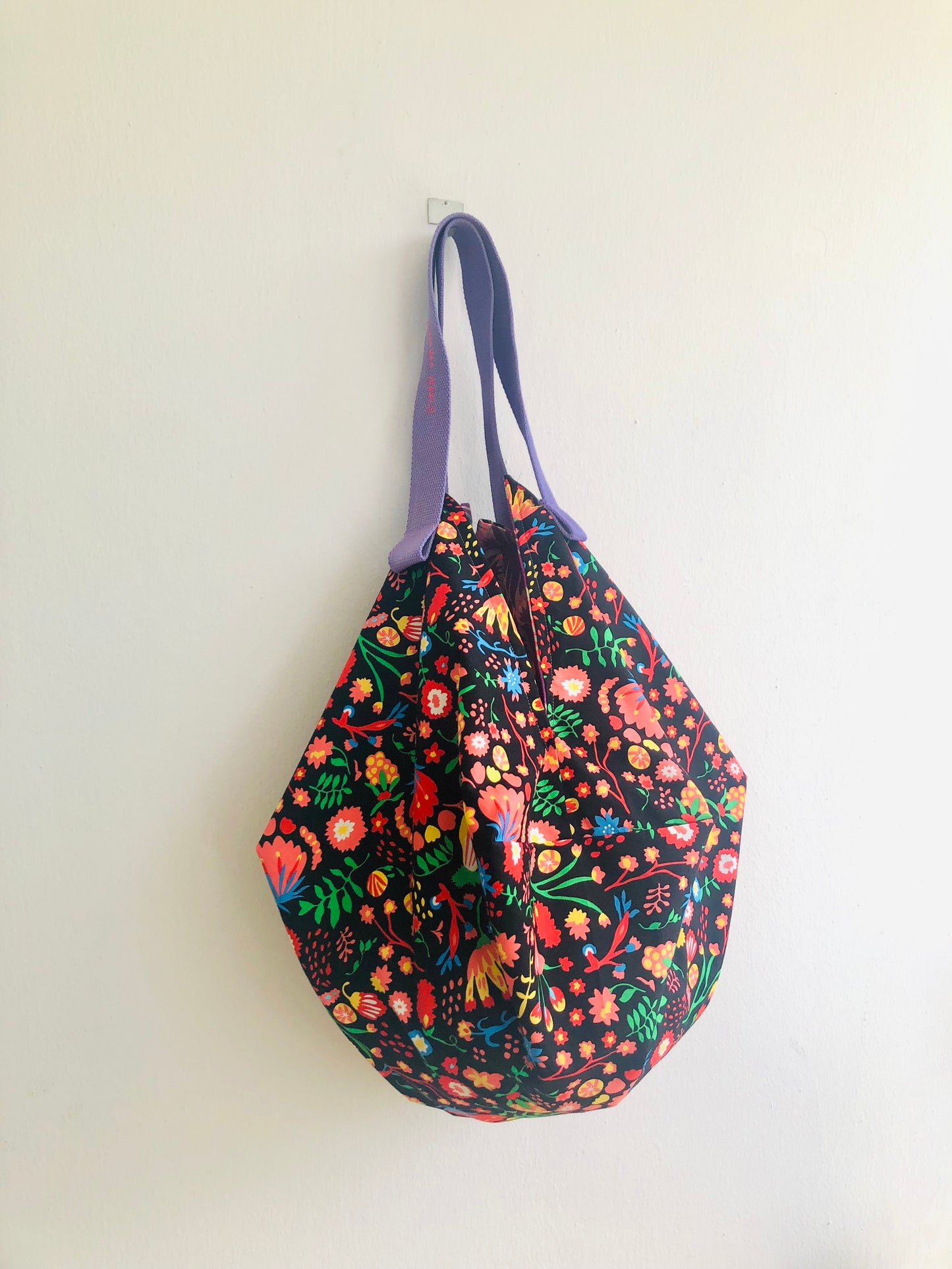 Colorful eco friendly shoulder bag , origami reversible sac bag | Garden life