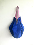 Shoulder sac origami bag , handmade fabric reversible eco bag |white kokeshi - Jiakuma