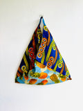 Bento origami bag, colorful shoulder tote bag , Japanese inspired triangle bag | African pineapples
