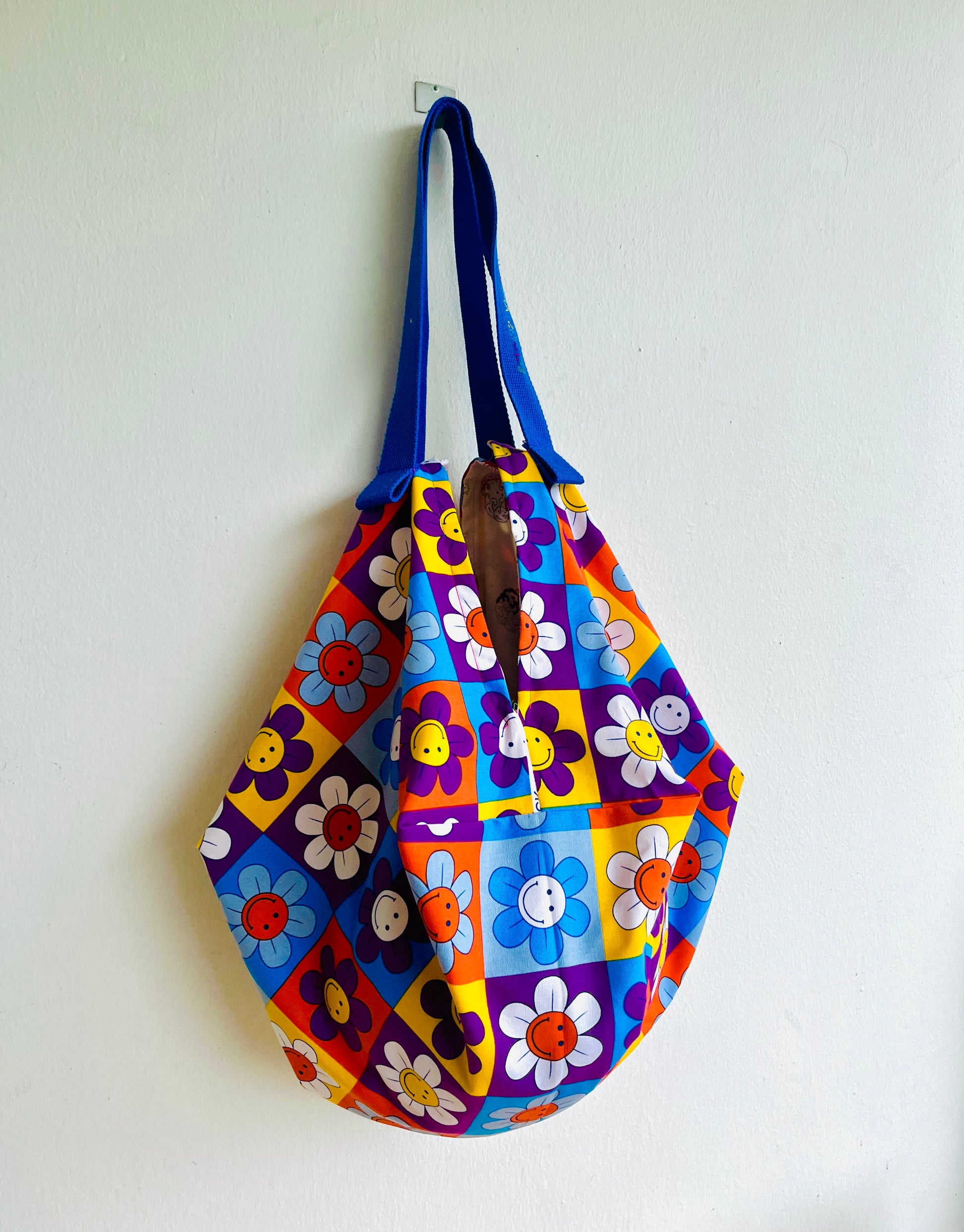 Origami sac bag , colorful reversible bag , shoulder Japanese inspired sac bag , eco friendly shopping bag | Margaritas felices - Jiakuma