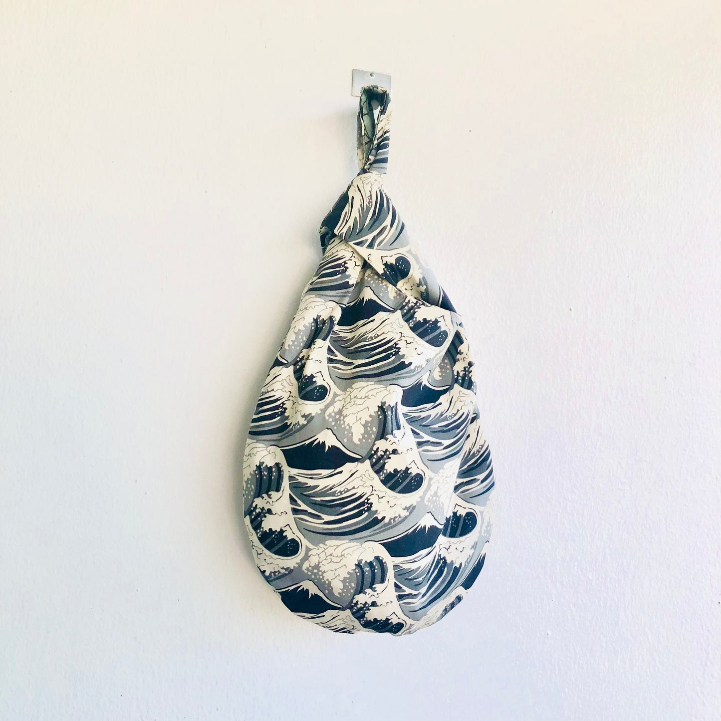 Wrist fabric bag , small cute Japanese inspired knot bag | Waves & infinite horizons