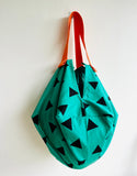 Origami sac bag , fabric reversible Japanese bag , shopping colorful sac bag | We love geometry