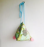 Origami small triangle bag , pom pom shoulder bag , cute Japanese inspired bag | Lanzarote - Jiakuma