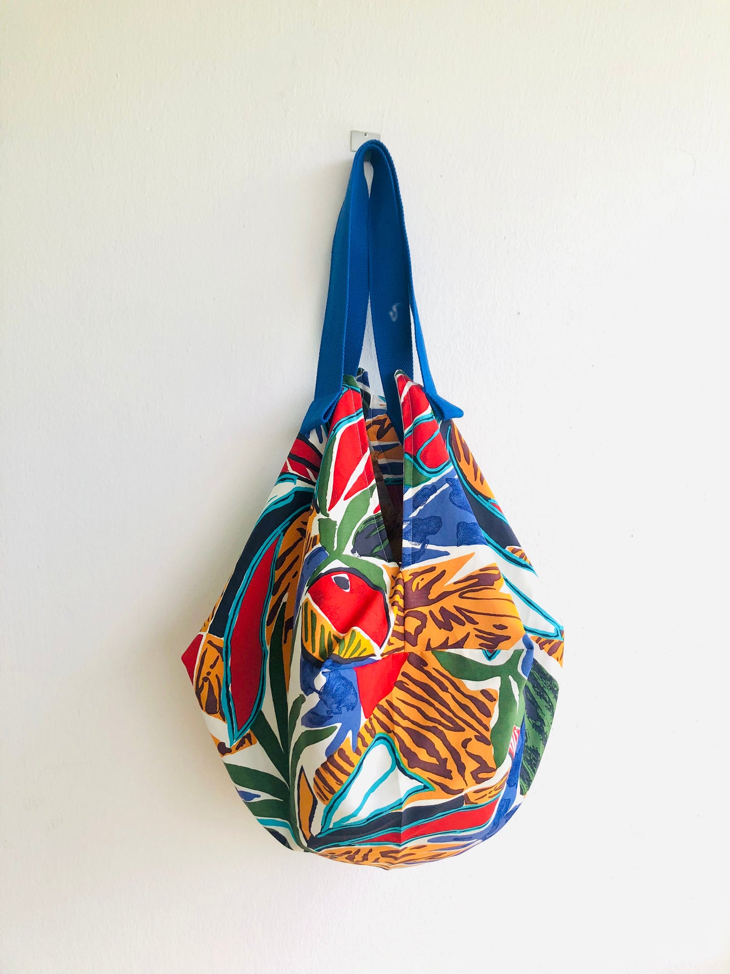 Colorful sac shoulder bag , origami sac bag , reversible fabric Japanese inspired bag | Colorful end of the summer