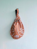 Small Japanese inspired bag , cute knot origami reversible bag , wrist bag | Apache