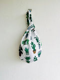 Knot fabric Japanese inspired bag , origami wrist reversible fabric bag | Saguaro land