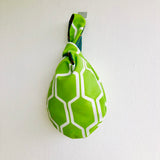 Small Japanese inspired bag , wrist knot origami bag , colorful summer eco bag | Asparagus