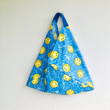 Origami bento bag , triangle Japanese inspired tote bag , handmade eco friendly bag | Smiley