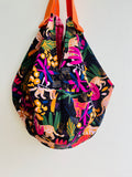 Sac shoulder origami bag , Japanese inspired reversible bag , fabric colorful tote | The land of the tiger