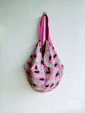 Reversible origami sac bag , colorful fabric shoulder bag , Japanese inspired sac bag | Fizzy papaya
