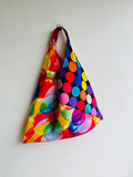 Origami bento bag , tote fabric colorful bag , Japanese inspired bag , origami bento , tote bento bag | Color burst