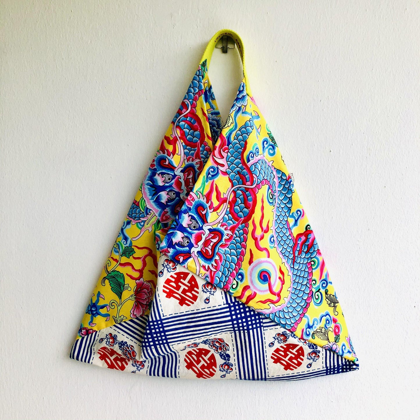 Origami bento shoulder bag , tote fabric colorful bag , silk print fabric shopping bag | Xi & the lucky dragon - Jiakuma