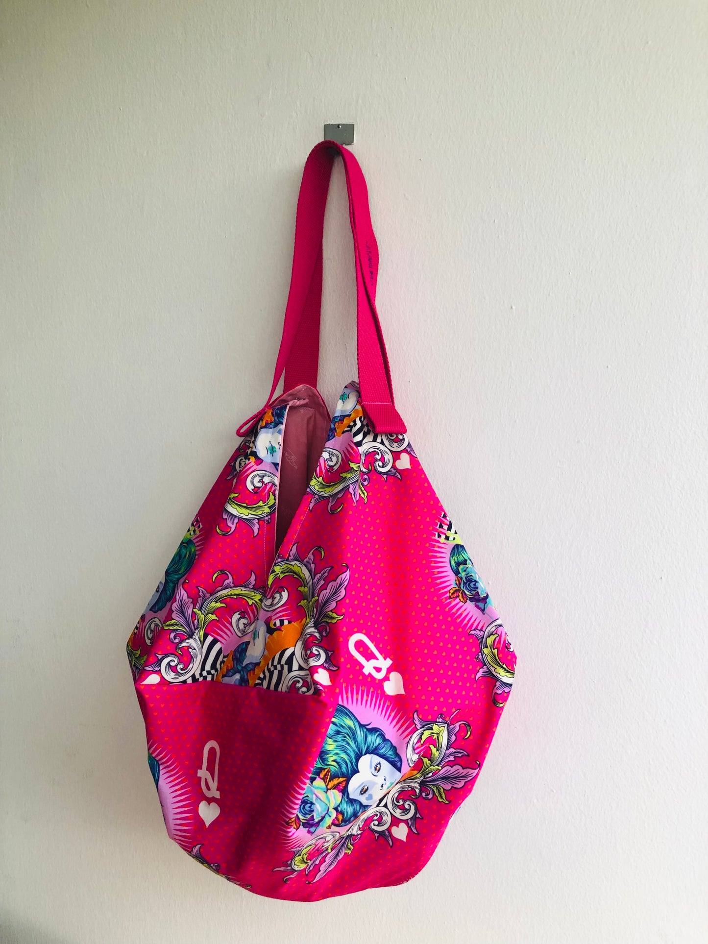 Bolso origami, bolso reversible de tela, bolso de inspiración japonesa | La reina de corazones preparándose para la hora del té