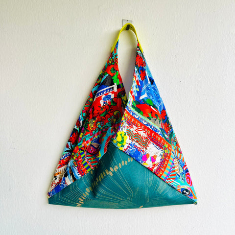 Origami bento bag , tote fabric bag , Japanese inspired bento , eco friendly shopping colorful bag | Palermo