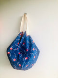 Origami sac bag , reversible cool fabric bag , shoulder sac bag , Japanese inspired bag | Cranes flying towards a  red and golden sunset