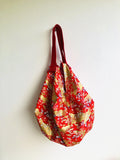 Origami shoulder bag , sac reversible fabric eco bag , colorful bag | Red & Gold - Jiakuma