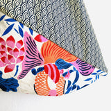 Shoulder origami bag , bento tote bag , Japanese fabric reusable bag | Japanese waves & silk screen print lotus pound - Jiakuma