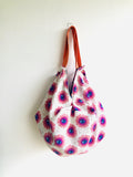 Origami sac bag , reversible handmade fabric bag , Japanese inspired bag ,  large sac bag | Art nouveau velvet garden with hidden fower eyes - Jiakuma