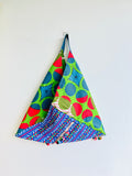 Origami bento bag , tote fabric bag , unique handmade colorful African fabric bag , triangle Japanese inspired bag | African party