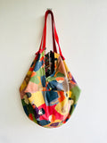 Origami Japanese inspired sac bag , reversible colorful cool print bag , shoulder shopping summer bag | Tahiti