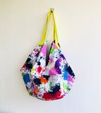 Origami sac bag , reversible fabric shoulder bag , Japanese sac bag | Color splash