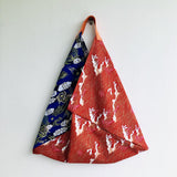 Origami shoulder bag , tote bento bag , colorful cool fabric bag | Red and blue lucky dragon - Jiakuma