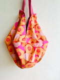 Sac fabric bag , origami shoulder reversible bag , Japanese inspired colorful bag | Papaya garden palette